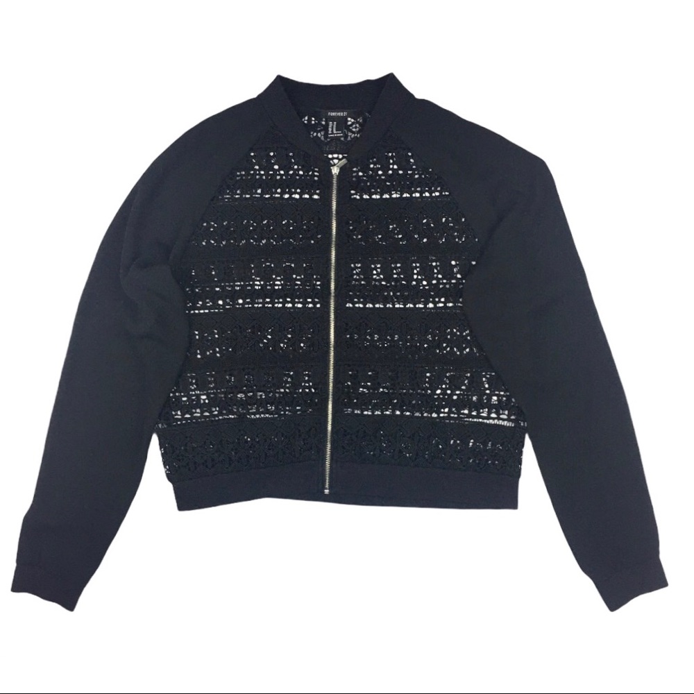 Forever 21 Women’s Lace Bomber Jacket Medium